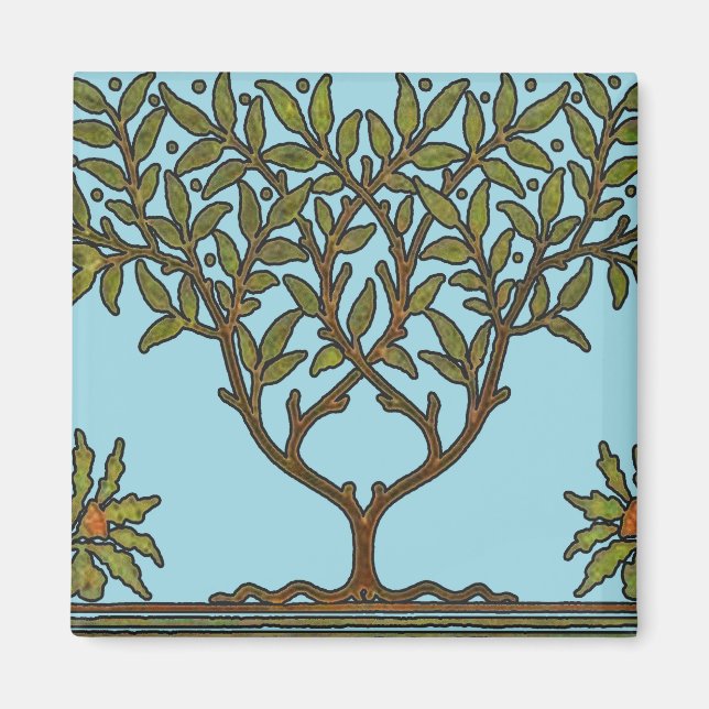 William Morris Träd Fris Blommig Tapet Magnet (Framsidan)
