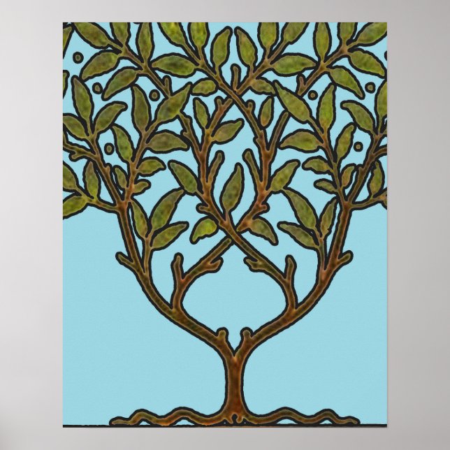 William Morris Träd Fris Blommig Tapet Poster (Framsidan)