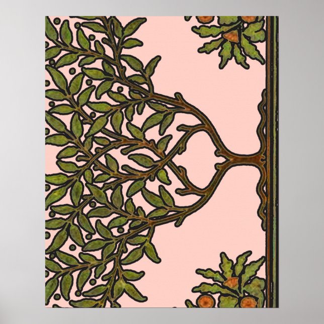 William Morris Träd Fris Blommig Tapet Poster (Framsidan)