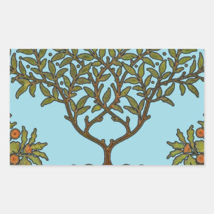William Morris Träd Fris Blommig Tapet Rektangulärt Klistermärke