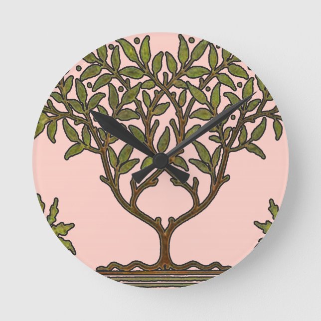 William Morris Träd Fris Blommig Tapet Rund Klocka (Framsida)