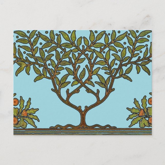 William Morris Träd Fris Blommig Tapet Vykort (Framsida)