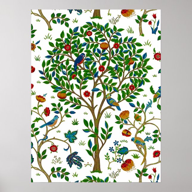 William Morris Trädets Liv Mönster, Grön & Flerfär Poster (Framsidan)