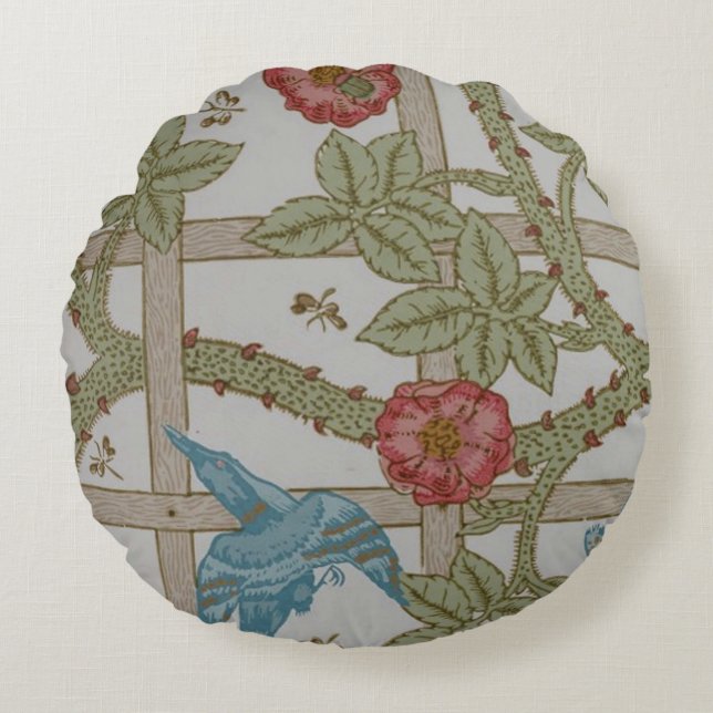 William Morris Trädgårdstaketen Tapetkonst Rund Kudde (Framsidan)