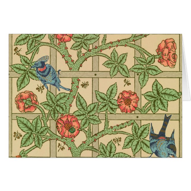 William Morris Trellis Classic Tapet Design Hälsningskort (Framsidan Horizontal)