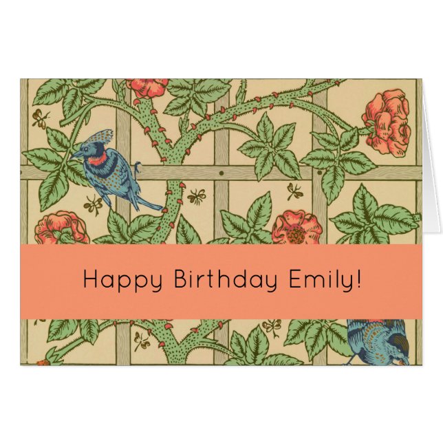 William Morris Trellis Classic Tapet Design Hälsningskort (Framsidan Horizontal)