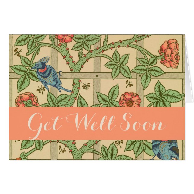 William Morris Trellis Classic Tapet Design Hälsningskort (Framsidan Horizontal)