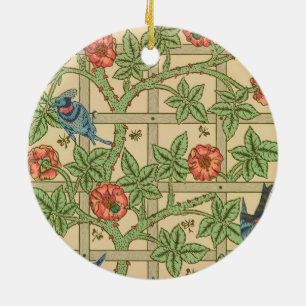 William Morris Trellis Classic Tapet Design Julgransprydnad Keramik