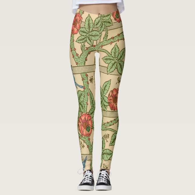 William Morris Trellis Classic Tapet Design Leggings (Framsida)