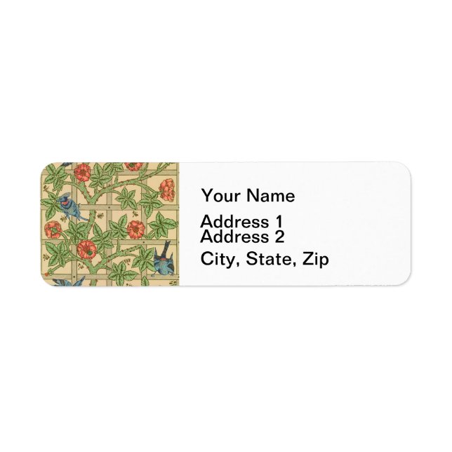 William Morris Trellis Classic Tapet Design Returadress Etikett (Framsidan)