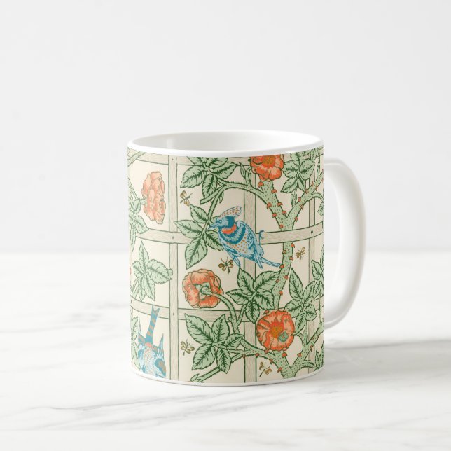 William Morris Trellis Victorian Wallpaper Kaffemugg (Framsida höger)