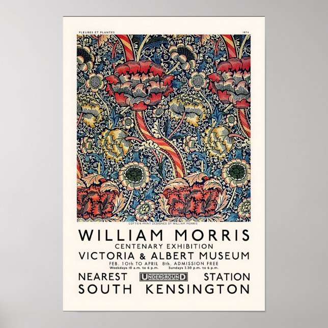 WILLIAM MORRIS Tryck, Victoria and Albert Museum  Poster (Framsidan)