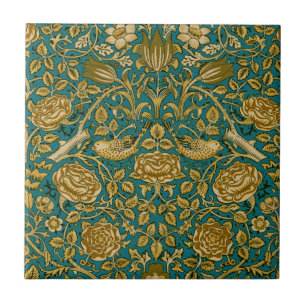 William Morris Tudor Ro Mönster Blue Golden Kakelplatta