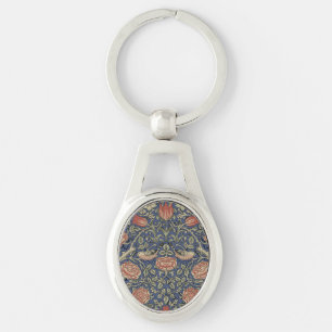 William Morris Tudor Ro Tapet Ovalt Silverfärgad Nyckelring