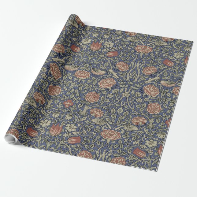 William Morris Tudor Ro Tapet Presentpapper (Utrullad)