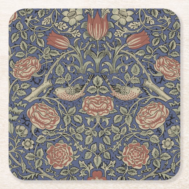 William Morris Tudor Ro Tapet Underlägg Papper Kvadrat (Framsidan)