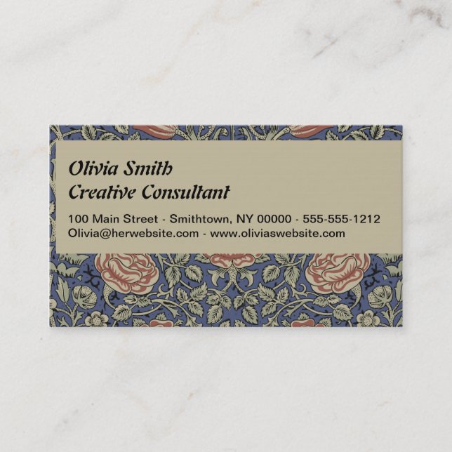 William Morris Tudor Ro Tapet Visitkort (Framsida)