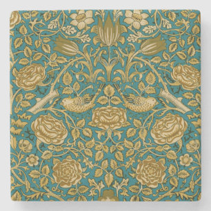 William Morris Tudor Rose Mönster Blå Guld Stenunderlägg