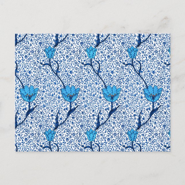 William Morris Tulip Damask, Cobalt Blue Postcard Vykort (Framsida)