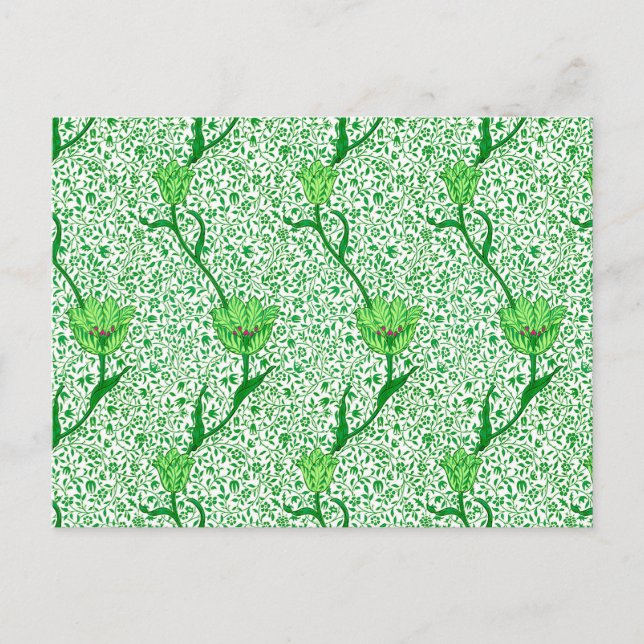 William Morris Tulip Damask, Smaragdgrön vykort (Framsida)