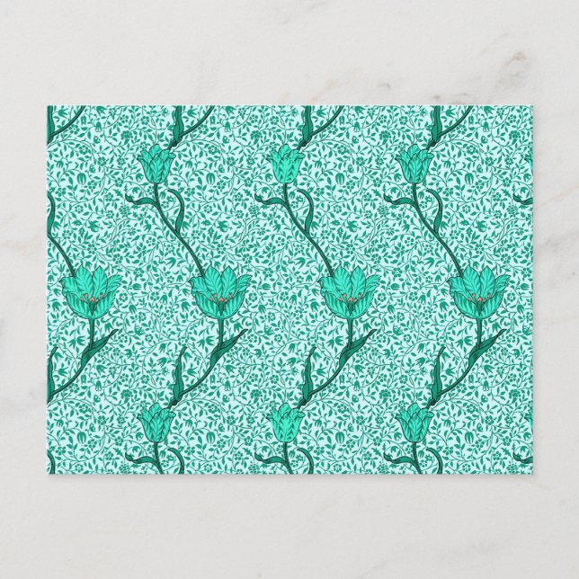 William Morris Tulip Damask, Turquoise vykort (Framsida)