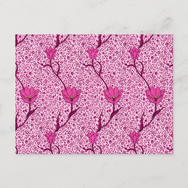 William Morris Tulip Damask, vin & fuchsia rosa P Vykort (Framsida)