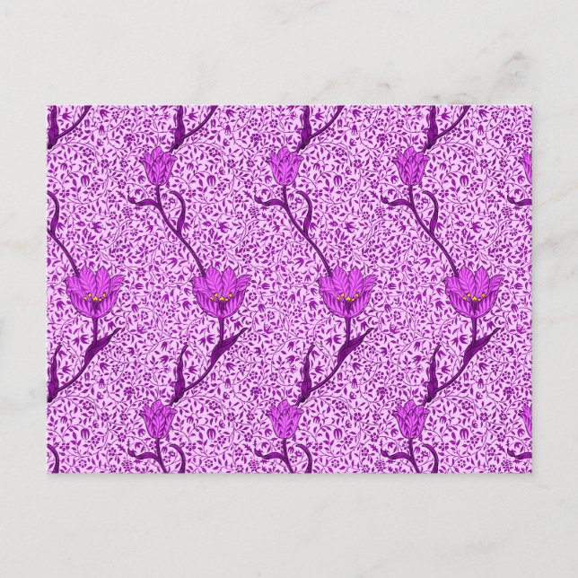 William Morris Tulip Damask, Violet och Orchid Pos Vykort (Framsida)