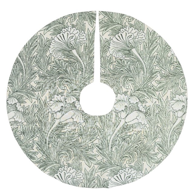 William Morris Tulip Grön Blommig Konsttryck Julgransmatta Borstad Polyester (Framsidan)