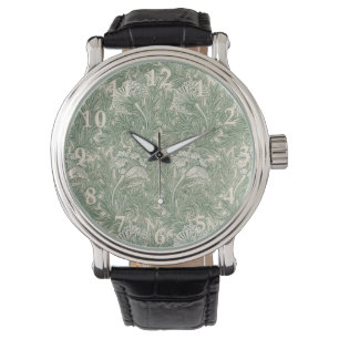 William Morris tulip tapet-grönten för textilier Armbandsur