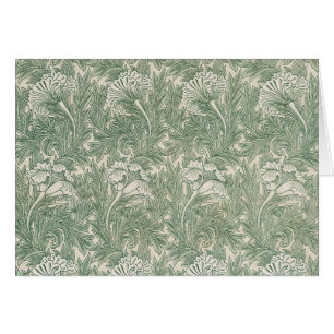 William Morris tulip tapet-grönten för textilier Hälsningskort