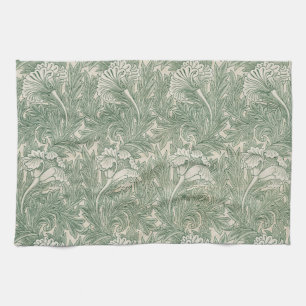 William Morris tulip tapet-grönten för textilier Kökshandduk