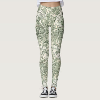 William Morris tulip tapet-grönten för textilier Leggings