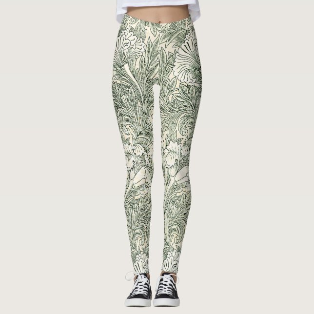 William Morris tulip tapet-grönten för textilier Leggings (Framsida)