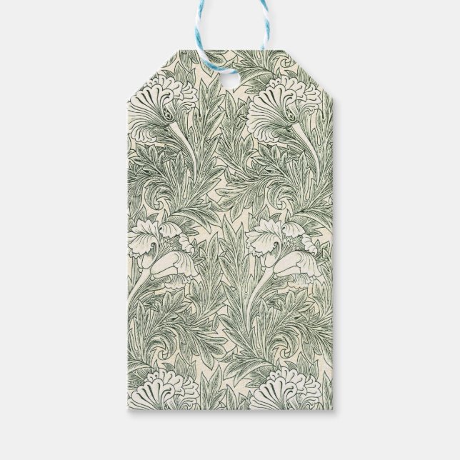 William Morris tulip tapet-grönten för textilier Presentetikett (Framsidan)