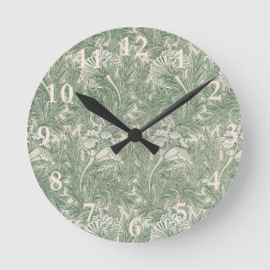 William Morris tulip tapet-grönten för textilier Rund Klocka
