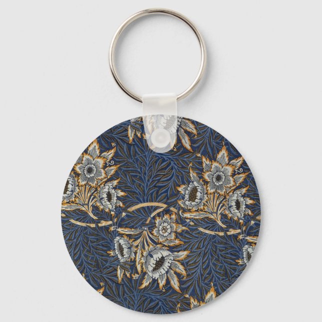 william morris tulpan och pilträd tapetmönster nyckelring (Framsida)