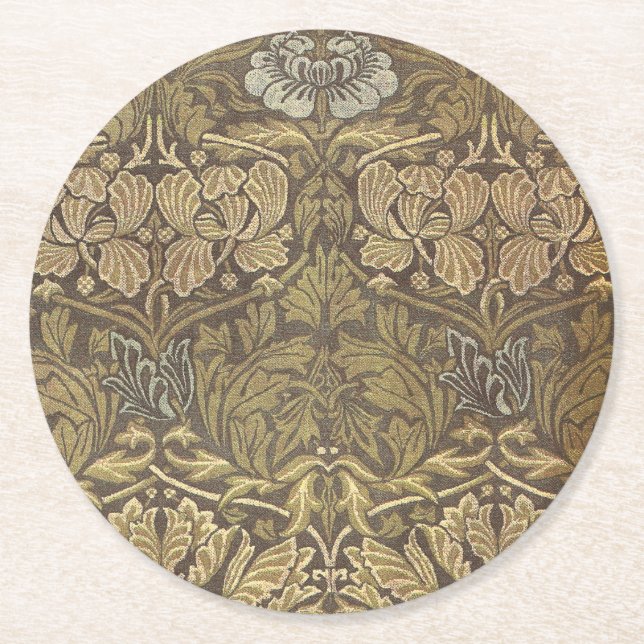 William Morris tulpan och romönster Underlägg Papper Rund (Framsidan)