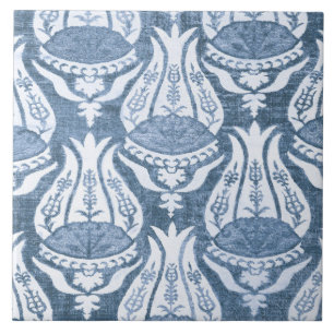 William Morris Tulpan och Trädgårdsblå Blommig Kon Kakelplatta