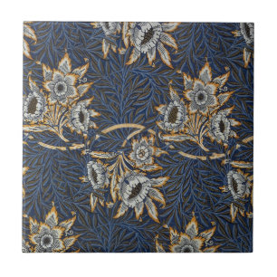 William Morris Tulpan Pilträds Mönster Blå Blommig Kakelplatta