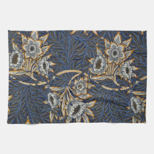 William Morris Tulpan Pilträds Mönster Blå Blommig Kökshandduk