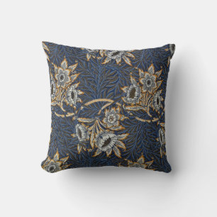 William Morris Tulpan Pilträds Mönster Blå Blommig Kudde