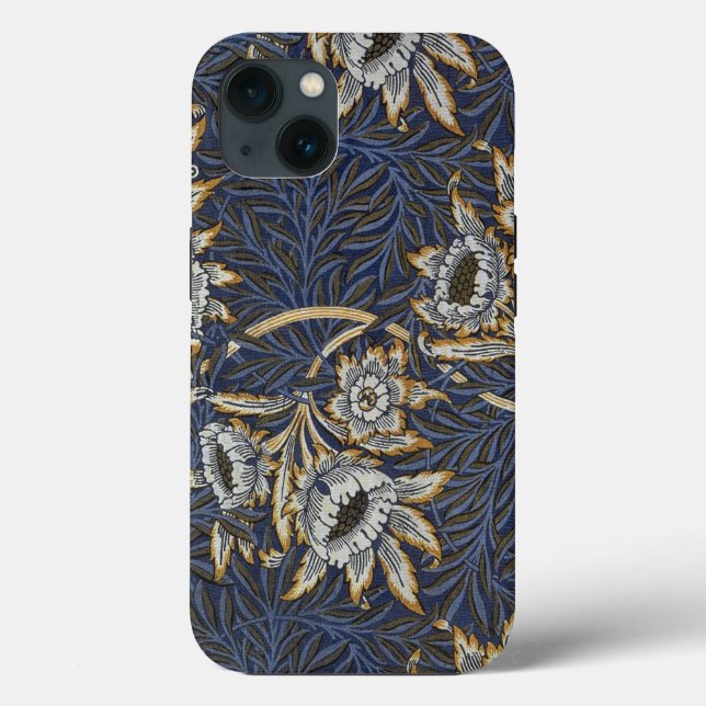 William Morris Tulpan Pilträdsmönster Blå Blommig (Baksida)