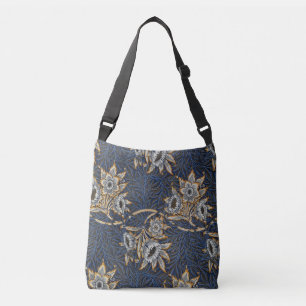 William Morris Tulpan Pilträdsmönster Blå Blommig Axelväska