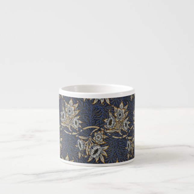 William Morris Tulpan Pilträdsmönster Blå Blommig Espressomugg (Framsidan)