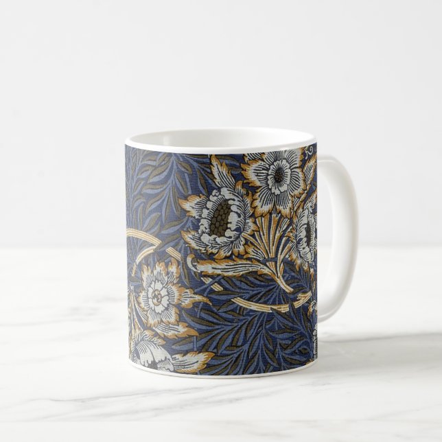 William Morris Tulpan Pilträdsmönster Blå Blommig Kaffemugg (Framsida höger)