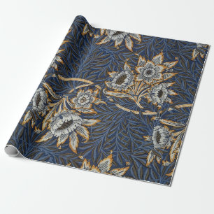 William Morris Tulpan Pilträdsmönster Blå Blommig Presentpapper