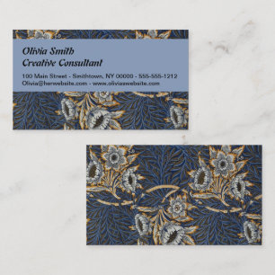 William Morris Tulpan Pilträdsmönster Blå Blommig Visitkort