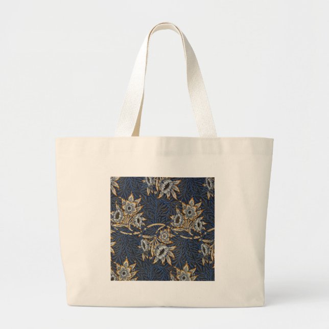 William Morris Tulpan Pilträdsmönster Blått Blommo Jumbo Tygkasse (Framsidan)