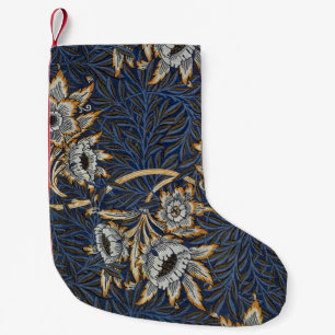 William Morris Tulpan Pilträdsmönster Blått Blommo Liten Julstrumpa