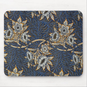 William Morris Tulpan Pilträdsmönster Blått Blommo Musmatta